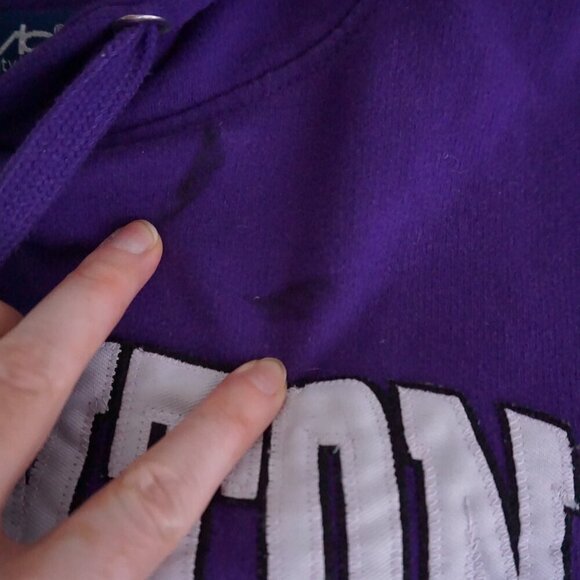 Vintage '90S OVB Purple Embroidered Scranton University Hoodie Sweatshirt Large - Picture 11 of 11